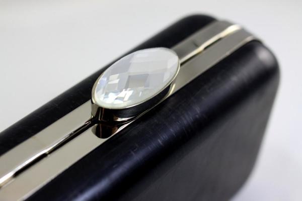 20.5cm Acrylic Closure Silver Oval Box Clutch Frames With Silk Print Logo