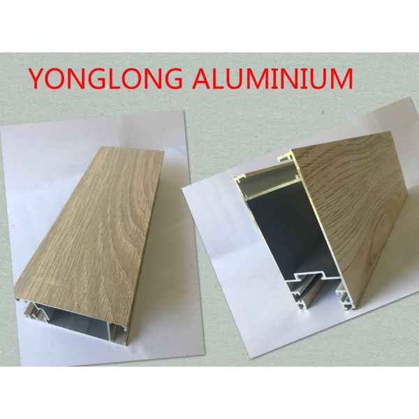 Decorative Wood Grain Aluminum , Aluminium Door Profiles With Customize Length