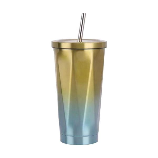 Kids Double Wall Insulation 304 Stainless Steel Travel Mug With Straw And Lids Skinny 16 Oz Stainless Steel Coffee Cup Custom Logo Printed