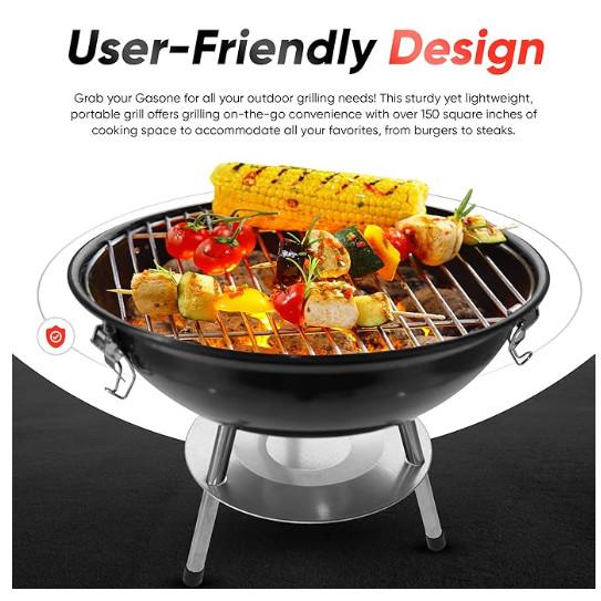 Outdoor Barbecue Grill, 2-In-1 Portable BBQ Grill with Wheels