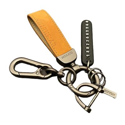 Scratchproof Colorfast Car Keychain Holder Genuine Leather For Car Fob