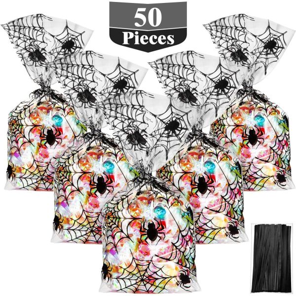 Recyclable Plastic Packaging Treat Bags , Halloween Cellophane Treat Bags