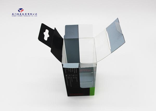 PET Box Clear Window Custom Printed Plastic Boxes With Hang Hole 7.3X7.3X12.8cm