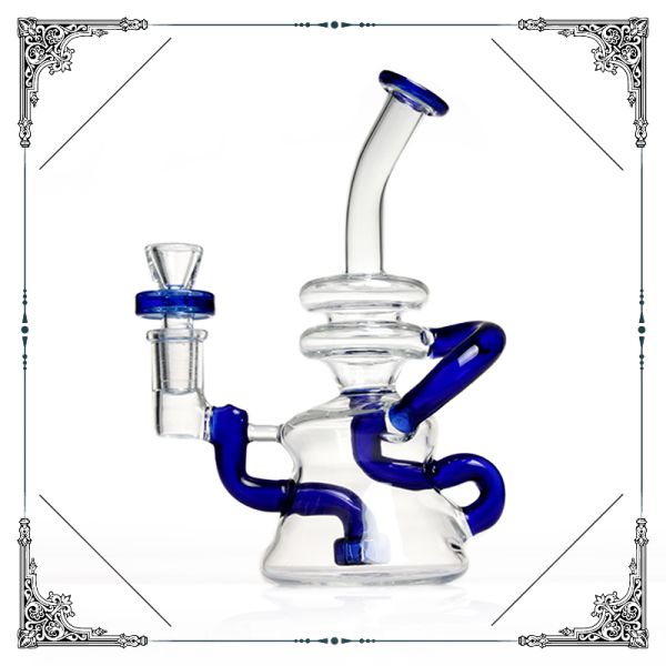 8 Inches Showerhead Perc Bongs Smoking Glass Recycler 5mm Thickness