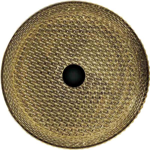 Artistic Round Countertop Basin Unique Crystal Glass Vessel Sinks British Gold Color