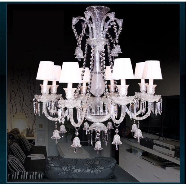 Silver Candle Crystal Chandelier Light With Lampshade （WH-CY-60)