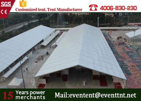 Clear Span Marquee With Glass Fire Door , Steel Clear Span Buildings Windproof White