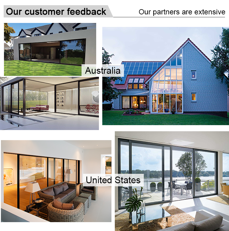 Grandsea Factory Direct High Quality Porte Wooden Grain Waterproof External Aluminum Sliding Double Tempered Glass Doors