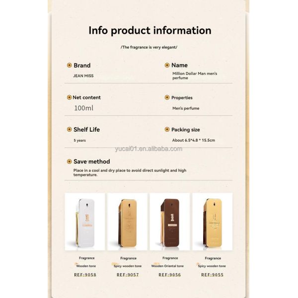 Male Perfume Spray 100mL Gold Millionaire Prive Seductive Wood Scent Leather Fragrance