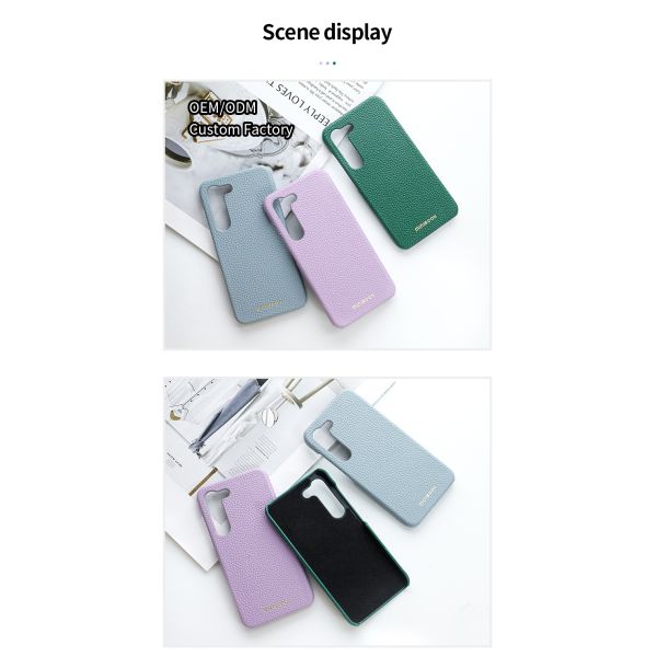 OEM/ODM Genuine Leather Camera Protection Phone Case for SAMSUNG Classic Pebble Grain