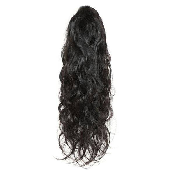 8-28 Inch Wavy Remy Hair Body Wave Clip Claw Ponytail Hair Extensions for Black Women