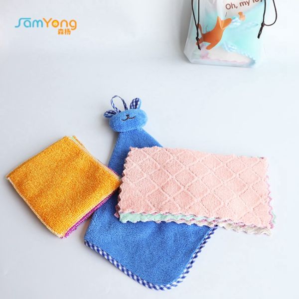 la serviette de tissu de chiffon de cuisine de 300gsm 43x25cm a placé Coral Velvet No Fading