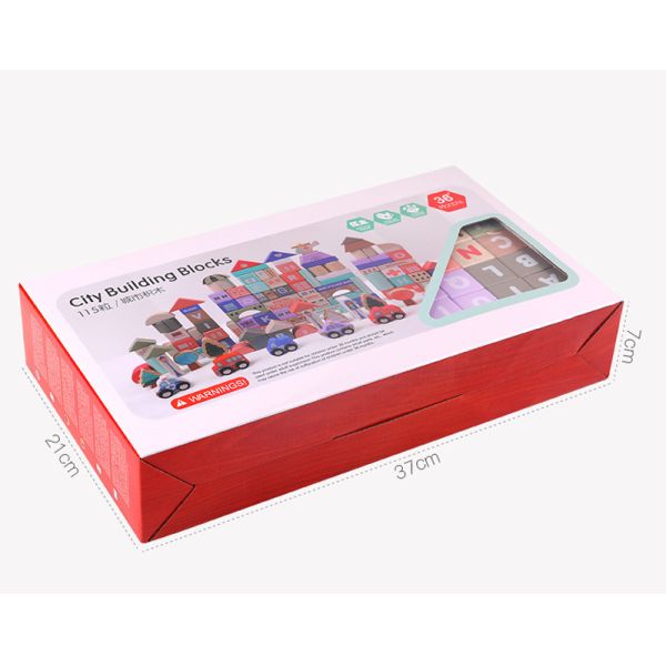 la ville en bois du hêtre 2700g bloc constitutif les jouets en bois des briques 115pcs