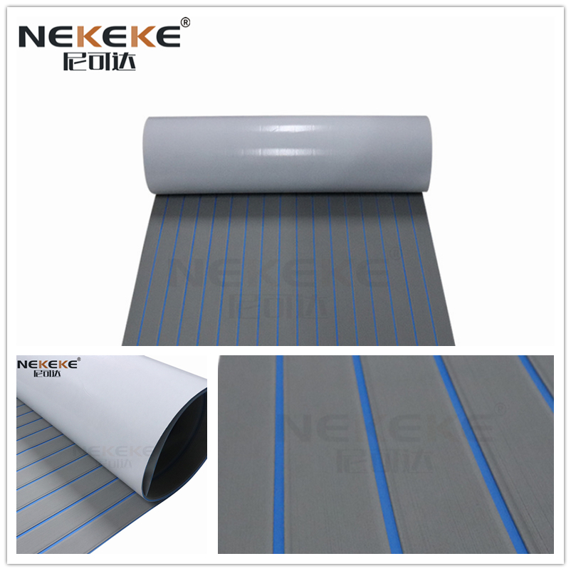 Self Adhesive EVA Deck Sheet Dark Grey Blue Stripe Pattern