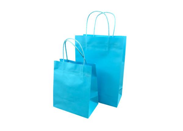 Blue Eco Paper Packaging / Handmade Paper Gift Bags Foil Stamping