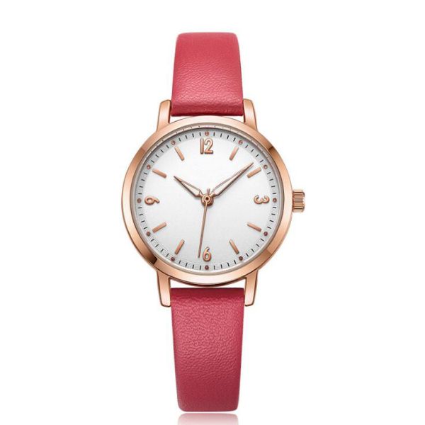 Простой элегантный кожаный ремень наблюдает женщин с движением кварца Японии