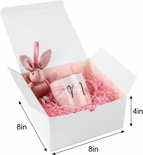 Material de embalagem Branco 12 Pacote 8x8x4 polegadas de papel quadrado Caixa de presente de aniversário com tampa