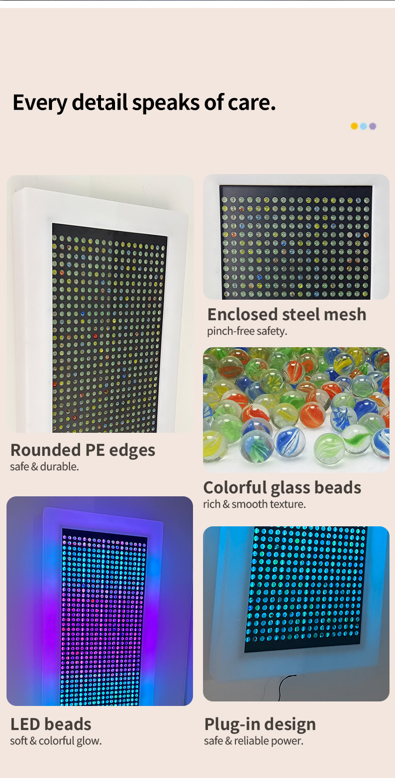 Interactive Sensory Wall LED Light Panel with RGB Color Changing and Customizable Dimensions for Kids Aged 2 to 14