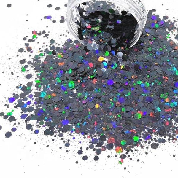 Colorful Glitter Powder Nail Art Crafts Indoor Decorations for Christmas Holiday Holographic Polyester Chunky Mixes Bulk
