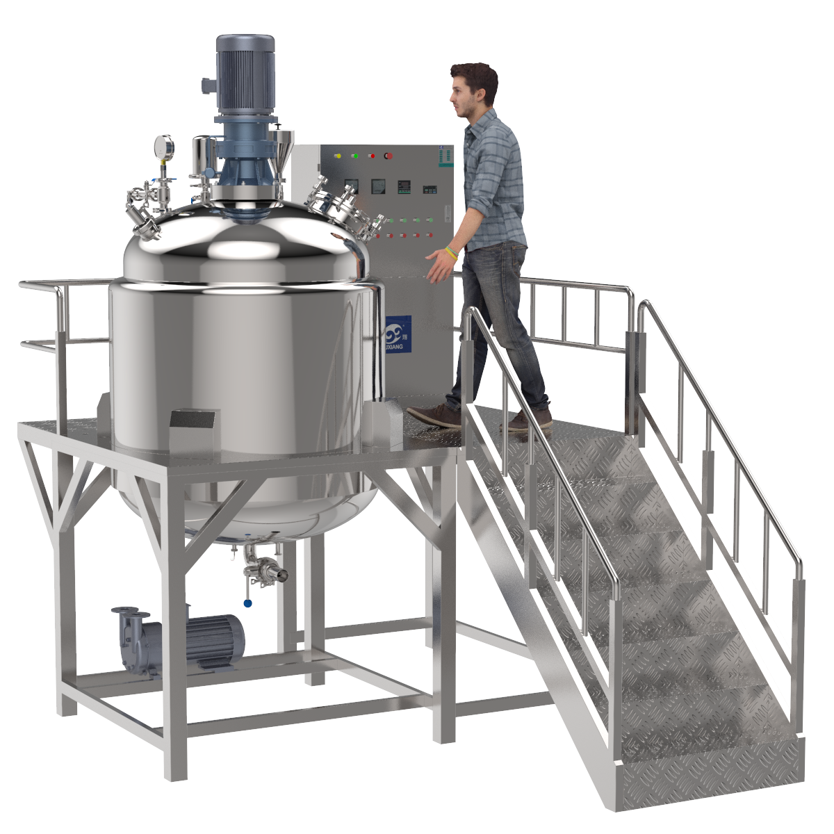 Homogenizer Mixing Machine Cosmetic Cream Emulsifying Vacuum Milling Capability Chemical Processing Manufacturing Plants