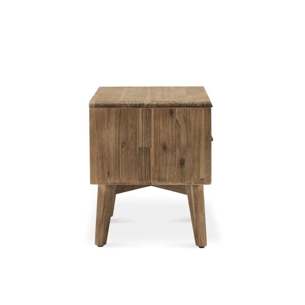 Nordic Modern Walnut Wood Bedside Table with Double Drawer