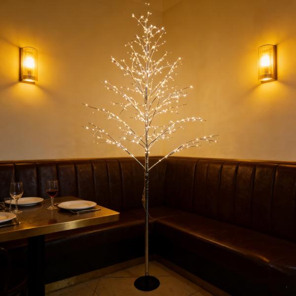 Full LED Christmas Tree with Collapsible Storage Warm White Lights and Metal Stand