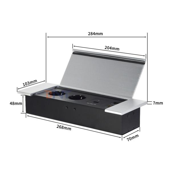 Hiddden Flip design Desktop Socket Power With 2 EUAC Outlets USB A+C HDMI Network