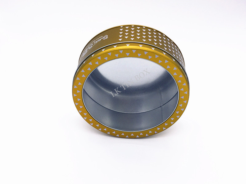Premium Christmas Cake Cookie Tin Box With PET Window / CMYK Printing OEM
