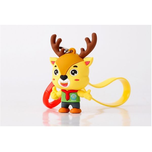 Custom Souvenir Soft PVC Rubber Movie Figure Miniature Attached To Metal Key Chain And Ring