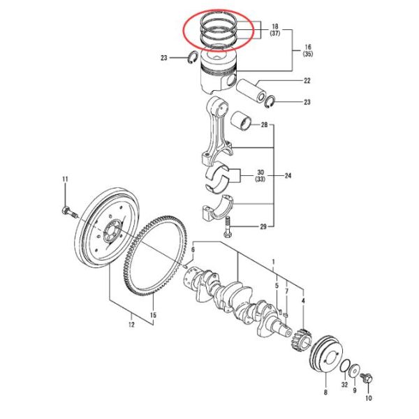 Durable Yanmar 4TNE98 / V98 Stainless Steel Piston Rings 129903 - 22050