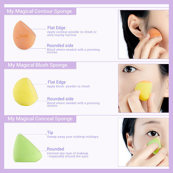 Latex Free Jessup 5pcs Beauty Blender Makeup Puff Sponge