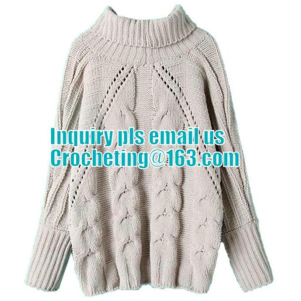 Gray Long Sleeve Turtleneck Pullover Women Fall Winter Warm New Design Loose Casual Cable Knitted Sweater