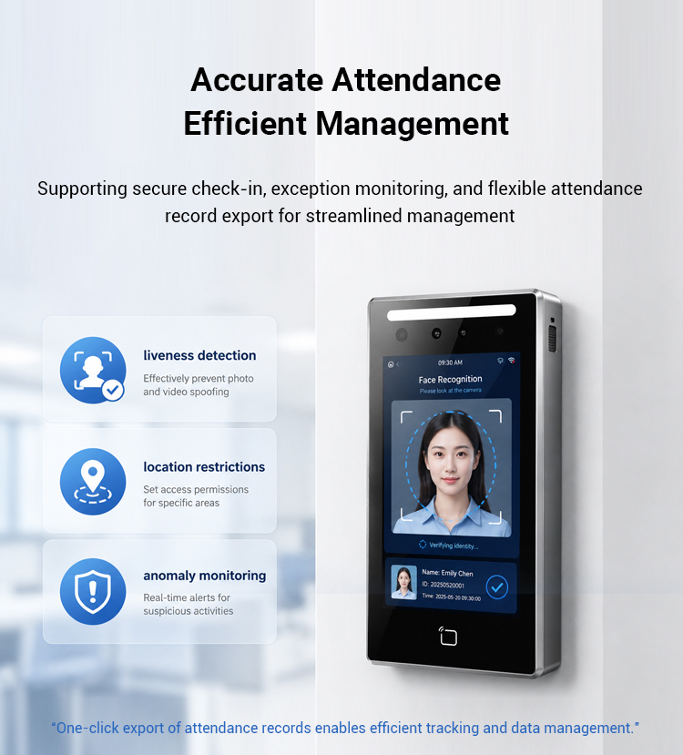 7 Inch Face Recognition Access Control Terminal with Android System for Smart Building Security Applications