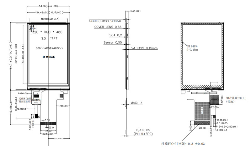 320x480 HVGA 3,5 дюйма TFT LCD дисплей MCU + SPI интерфейс с емкостным сенсорным экраном
