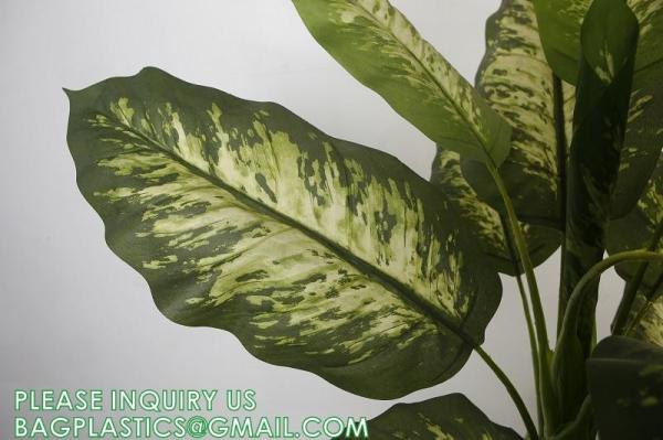 Artificial Golden Dieffenbachia Plant 43 Inch Tall Fake Tropical Lifelike Tree in Pot Silk Faux Dark Green Plant