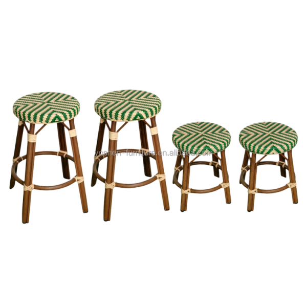 Wholesale Vintage French Country Bar Stools Rattan and Cane Back Bistro Counter Stools Chair