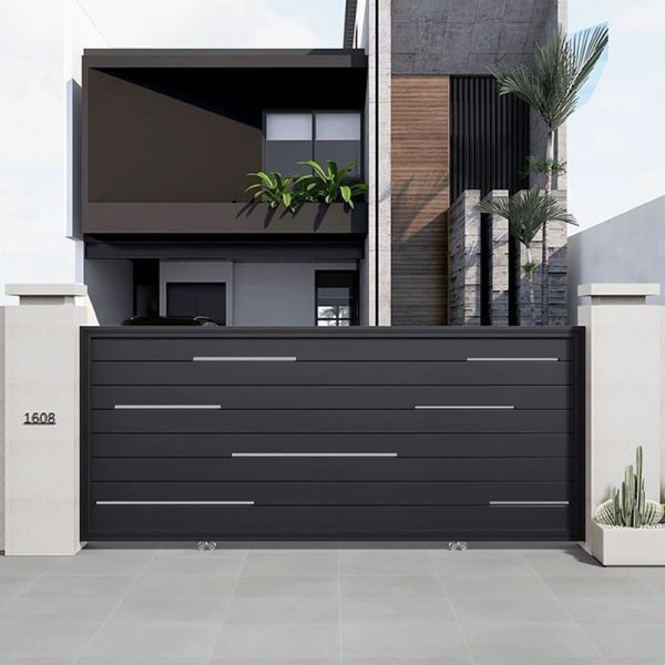 Waterproof Aluminium Entrance Gates T5/T6 / Adjustable Louvers Aluminum Sliding Driveway Gates