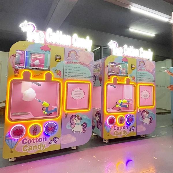 Cotton Candy Vending Machine With Sugar Full Automatic Electric Robot Cotton Candy Vending Machine