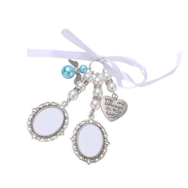 Charm de bouquet de mariée avec pendentif perle Photo Pendentifs DIY Sublimation Charms de bouquet de mariée