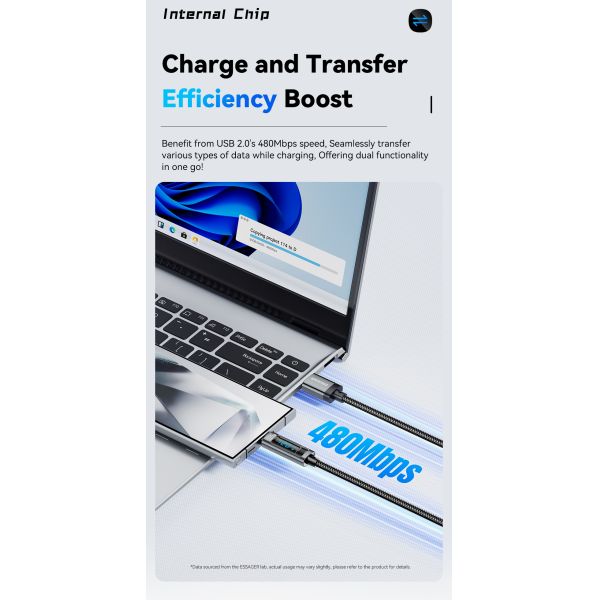 USB 2.0 Type C Charging Cable USB A To USB C 120W  ES-X47