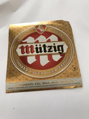 Beer body label metalized paper beer label for bottle wine label aluminum foil beer neck label