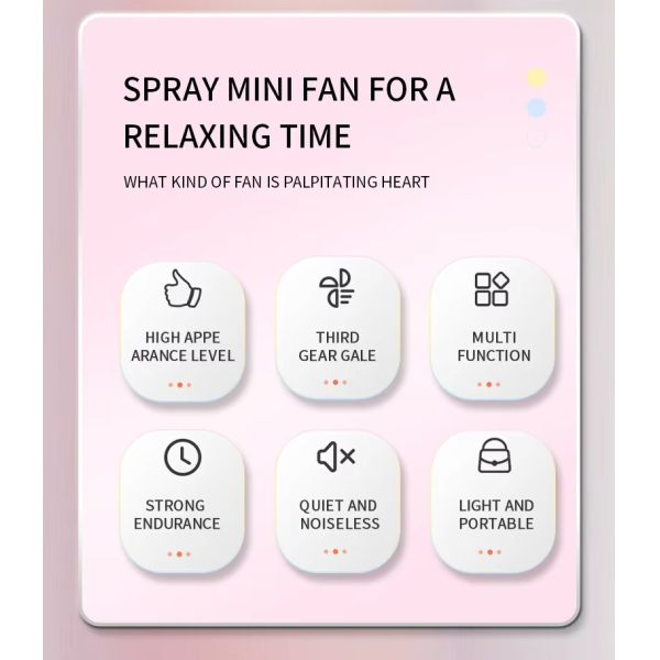 Portable Water Spray Mist Fan Electric Usb Rechargeable Hand Mini Fan Humidification Water Cooling Fan