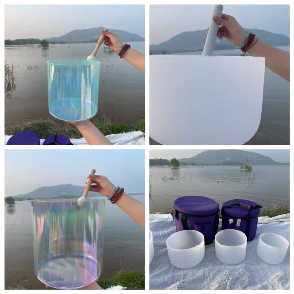 7 Chakra Quartz Singing Bowl Set with 99.99% Pure Quartz Crystal for Chakra Balancing and 440Hz/432Hz/528Hz Frequency