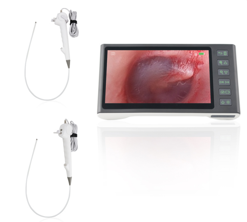 ENT Surgery White FHD Flexible Digital Visual Ear Picker Earwax Removal Tool Disposable Endoscope Camera 7 Inch IPS Screen