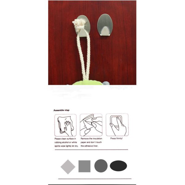 Stainless Steel Modern Bathroom Towel Hooks Heavy Duty Adhesive Wall Hooks