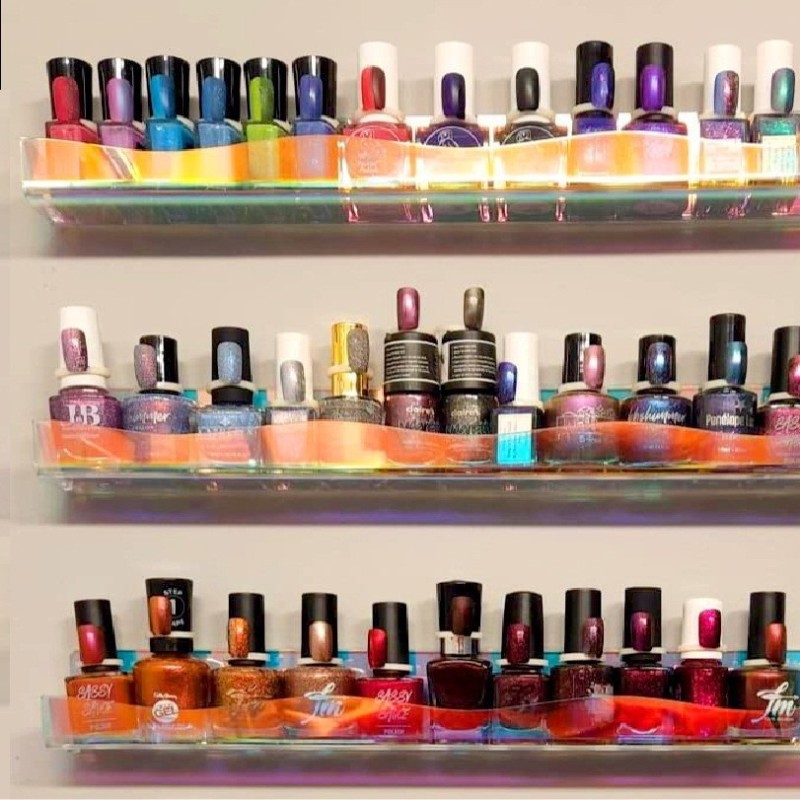 Custom Colorful Acrylic Nail Polish Wall Hanger Modern Rectangular Display Rack for Action Figure Book Picture Storage Rack