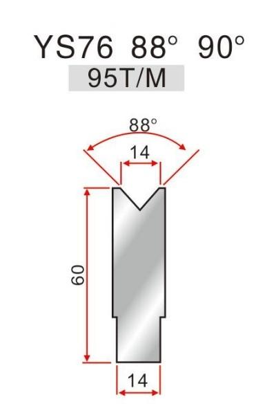 YS76 1V Press Brake Die V Abertura de 14 mm Ferramentas de freio de pressão metálicas