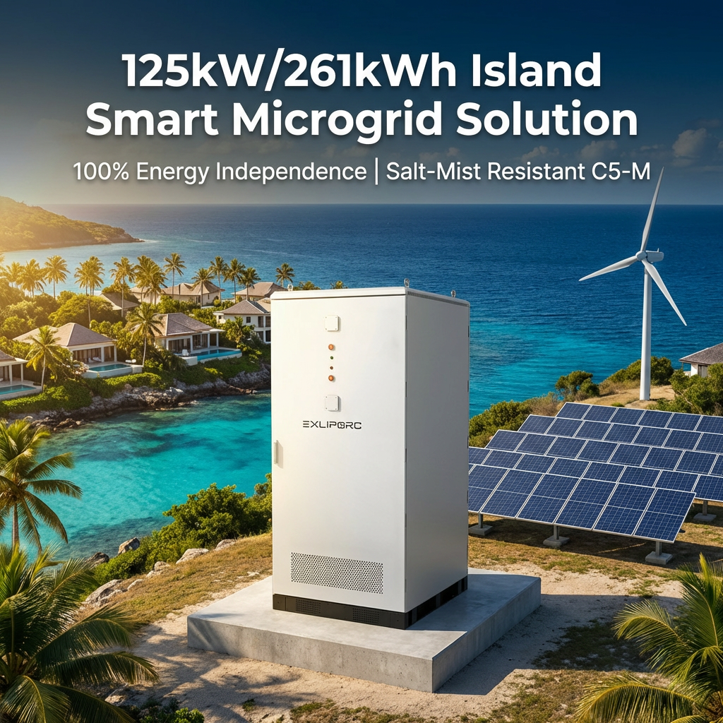 125kW 261kWh Island Smart Microgrid BESS Salt Mist Resistant Solar Wind Hybrid Energy Storage