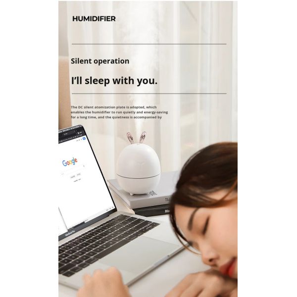 Bunny Shaped Ultrasonic Air Humidifier Household Mute Operation Desktop Humidifier
