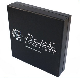 Logo Silver Foil Stamping Cosmetic Paper Box , Black Color Cosmetic Box Packaging